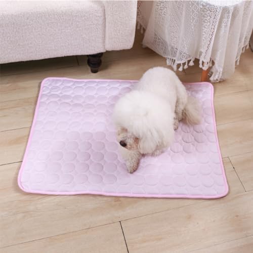 RUILBJM Hund Haustiere Kühlpad rutschfest Waschbar Sommer Haustier Teppich Katzennapf Unterlage Zwinger Käfig Bett Sofa Kissen Gilt für Kätzchen Kaninchen Meerschweinchen (Pink,40x30 cm) von RUILBJM