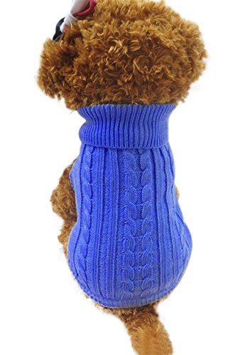 RUIXIB Haustier Kostüm, Warm Strickwolle Herbst Winterpullover Haustier Hund Rollkragen, Haustier Hund Katze Modischer Twist-Muster Hundepullover für kleine mittelgroße und große Hunde XS S M L von RUIXIB