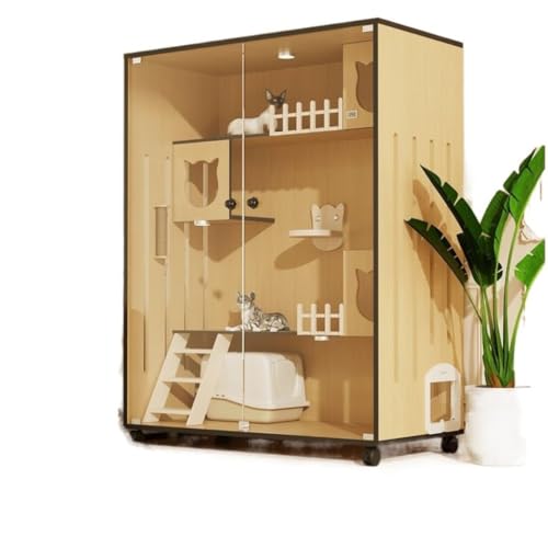 Katzenhaus Katzenvilla Cattery Katzenkäfig Zuhause Großer Raum Doppelschichtiger Katzenschrank Katzenzimmer Haustier Katzennest Katzenvilla Zuhause Innen Katzenvilla(Size:N10) von RUMOST