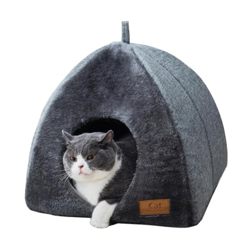 Katzenbett Höhle Katzenhaus mit Abnehmbarem Matte Mit Abnehmbarem Matte weiches und Flauschiges Katzenhöhlen Katzen Bett, GemüTlich Katzenkorb, ugwb12cy3jeb1123,M von RUNCH