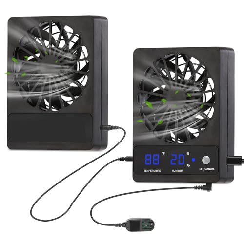 RUNWUSHENG Geschwindigkeitsregulierbarer Ventilator für Reptiliengehege, 2 Sets, Luftentfeuchter für Regenwaldterrarium, Vivarium, Verbesserung der Luftzirkulation für Amphibien, Reptilien und von RUNWUSHENG