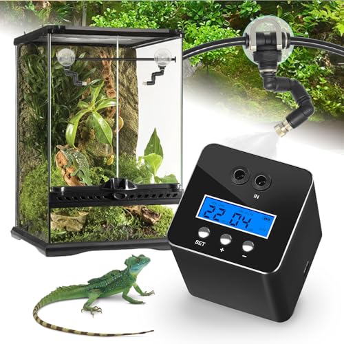 RUNWUSHENG Reptilien-Nebelsystem, Reptilien-Luftbefeuchter für Terrarien, Auto-Zerstäuber mit 2 Sprühdüsen für Reptilien, Schlangen, Frösche, Pflanzen von RUNWUSHENG