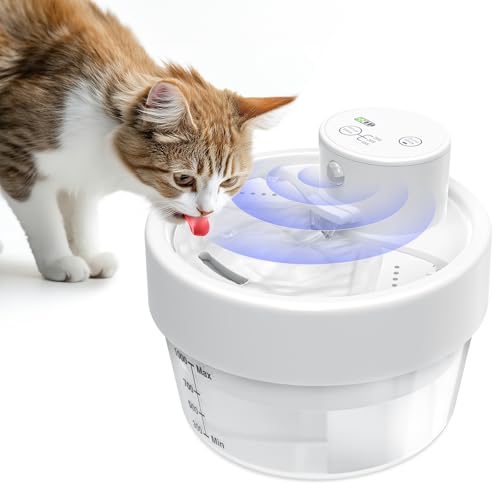 RUXAN 1L Kabelloser Katzenwasserbrunnen 2200mAh Batteriebetriebener Katzenwasserbrunnen von RUXAN