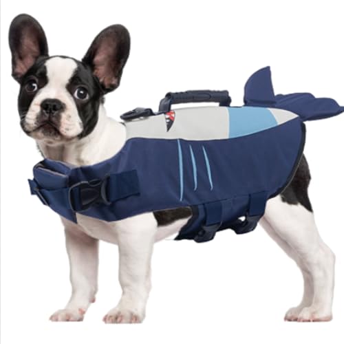 Hund Rettungsweste Hohe Flotation,Hai Hund Rettungsweste Schwimmt Mantel Reflektierende Haustier Sicherheitsweste Badeanzüge Rettungsweste Für Schwimmen Bootfahren Surfen,Shark,M von RUYICZB