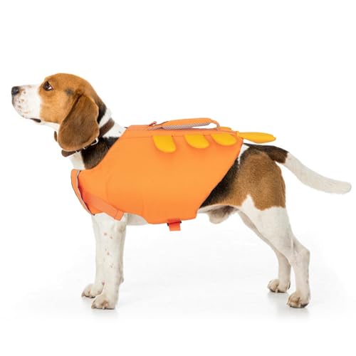 RUYICZB Hund Schwimmweste Hunde Rettungsweste Ripstop Hund Sicherheitsweste Einstellbarer Preserver Mit Hohem Auftrieb Rettungsgriff Für Hunde Schwimmen & Bootfahren,Orange,XL von RUYICZB