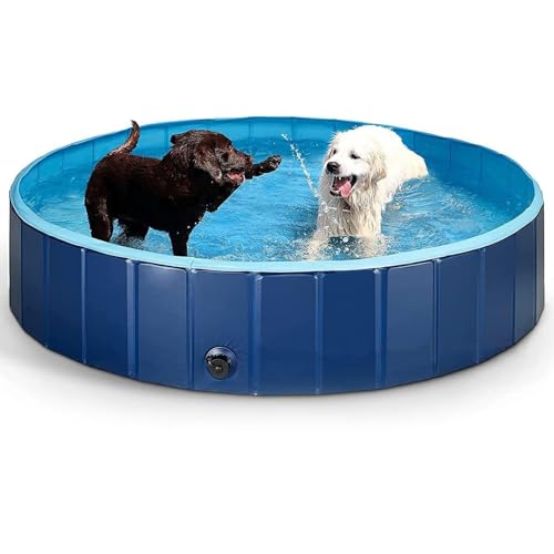 RUYICZB Faltbarer Hundepool Ø 160Cm Großes PVC Planschbecken Für Hunde, Rutschfestes Schwimmbad, Klappbare Hund Planschbecken Abriebfest&rutschfest Hundebadewanne Swimmingpool von RUYICZB