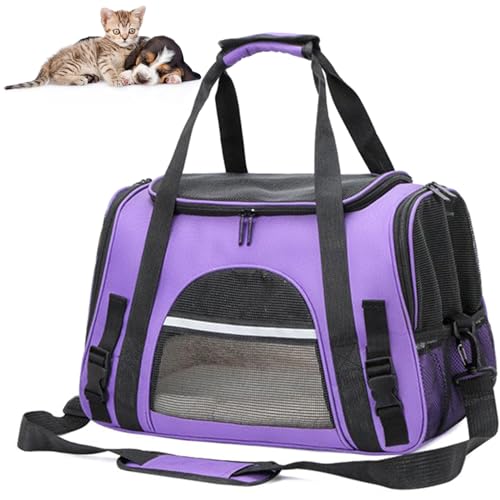 RUYICZB Haustier Tragetasche, Fluggesellschaft Genehmigt, Haustier-Reisetasche, Tragbare Tasche Zuhause Für Kleine Hunde, Katzen Und Welpen, Kleine Tiere,Lila von RUYICZB