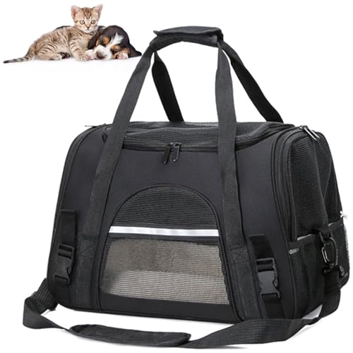 RUYICZB Haustier Tragetasche, Fluggesellschaft Genehmigt, Haustier-Reisetasche, Tragbare Tasche Zuhause Für Kleine Hunde, Katzen Und Welpen, Kleine Tiere,Schwarz von RUYICZB