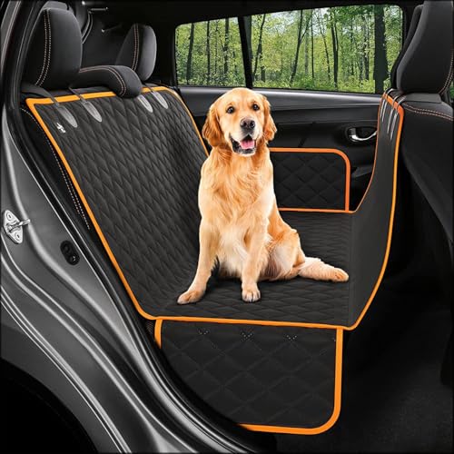 RUYICZB Housse de siège de Voiture Pour Chien Pour siège arrière, Extension de siège arrière Pour chiens, housse de siège de Voiture imperméable Pour Chien,Black orange von RUYICZB