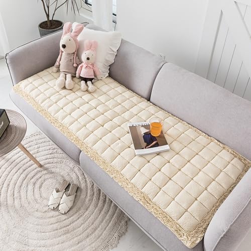 RUYICZB Hund Couch Abdeckung, Große Karierte Quadratische Haustier Matte Bett Couch Abdeckung, Haustier Decke Hund Couch Abdeckung, Anti-Rutsch-Sofa Abdeckung Für Hunde Katzen,Beige,27.6 * 70.9in von RUYICZB