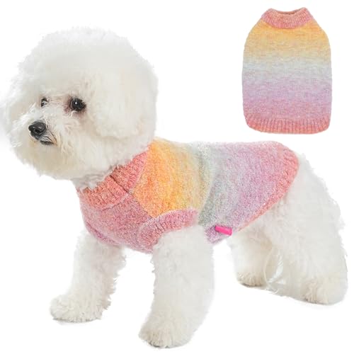 RUYICZB Hund Pullover Für Kleine Hunde, Stricken Gradient Pullover Soft Verdickung Thanksgiving, Welpen Herbst Winter Warme Kleidung Für Hund Jungen Mädchen Weiche Strickwaren Bekleidung,L von RUYICZB