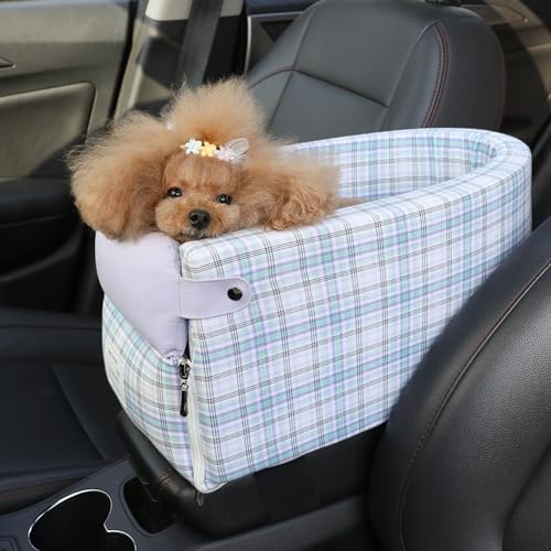 RUYICZB Hunde Autositz Der Auto Mittelarmlehne Hundesitz Auto Für Hunde Katzen Tragbare Konsole Hund Autositz Waschbar Hund Katze Booster Sitz Auf Auto Armlehne,Purple s,Double Armrest von RUYICZB