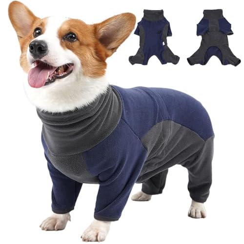 RUYICZB Hunde Winterjacken Wintermäntel Fleece Overall Hundemantel Kleine Mittlere Große Hunde Winterkleidung Im Innen- Und Außenbereich Reißverschluss Haustierbekleidung,Blue+Gray,XS von RUYICZB