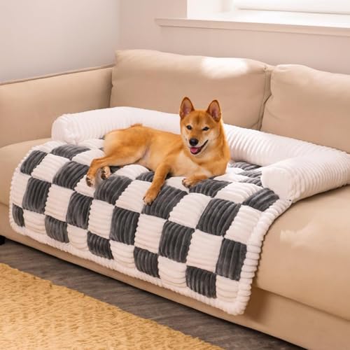 RUYICZB Hundebett, Hundekorb, Hundesofa, Sofabezug, Handwäsche, rutschfest Für Mittelgroße Und Kleine Hunde, Flanell-Hundebett Waschbar Weiches Sofa Für Möbel,Grau,75x75cm/29.5x29.5in von RUYICZB