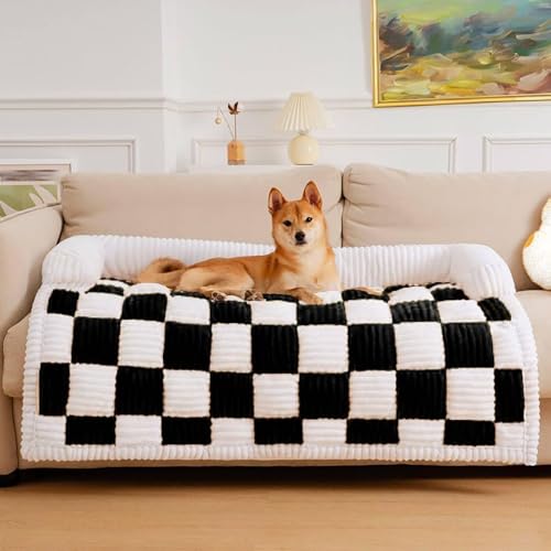 RUYICZB Hundebett, Hundekorb, Hundesofa, Sofabezug, Handwäsche, rutschfest Für Mittelgroße Und Kleine Hunde, Flanell-Hundebett Waschbar Weiches Sofa Für Möbel,Schwarz,75x75cm/29.5x29.5in von RUYICZB