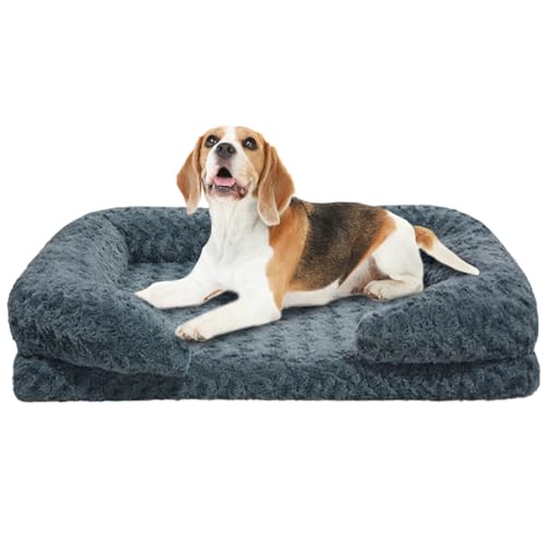 RUYICZB Hundebett Grosse Mittelgroße Kleine Hunde, Orthopädisches Hundesofa Waschbar Hundekorb rutschfest Hundebett Beruhigend Hundekissen Kuschelig Plüsch Hundebett,75X50cm von RUYICZB