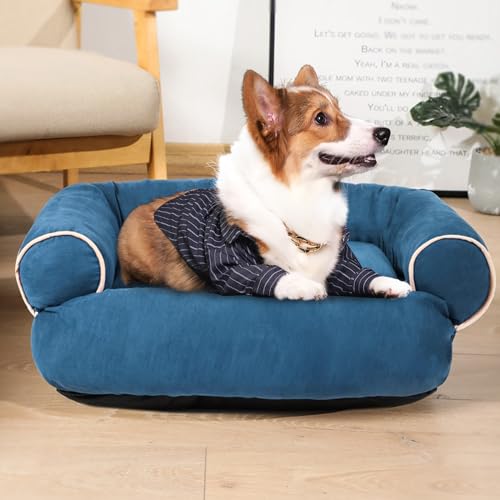 RUYICZB Hundebett-Hundekissen Waschbar, Ergonomisches Hundesofa Für Kleine Und Mittelgroße Hunde, Hundekorb Grosse Hunde Mit Orthopädischer Schaumstoff, rutschfest Boden,Blau,4XL von RUYICZB