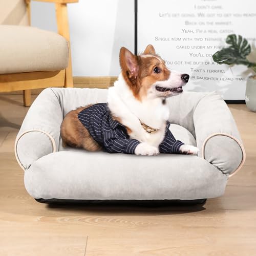 RUYICZB Hundebett-Hundekissen Waschbar, Ergonomisches Hundesofa Für Kleine Und Mittelgroße Hunde, Hundekorb Grosse Hunde Mit Orthopädischer Schaumstoff, rutschfest Boden,Light Gray,4XL von RUYICZB