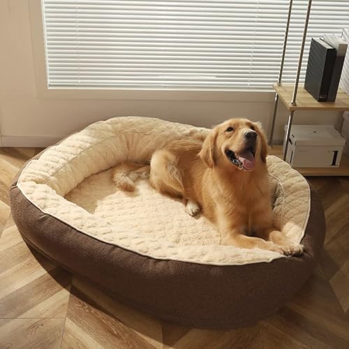 RUYICZB Hundebetten Für Große Hunde, Ovales, Rundes Haustierkuschelbett, Weiches, Waschbares Hundebett, Wärmendes Katzenbett Mit Rutschfester Unterseite,120 Lx 90 Wx 26 W cm von RUYICZB