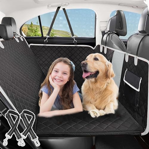 RUYICZB Hundedecke Auto Rückbank, Autoschondecke Hund Rücksitz Seitenschutz Und Sichtfenster Wasserdichter, Rutschfester, Hunde Autodecke, Autodecke Für Den Rücksitz 132X160cm von RUYICZB