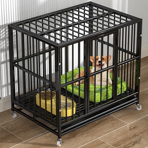 RUYICZB Hundekäfig Große Mittelgrosse Hunde Hundetransportbox Schwerlast Hundetransportkäfig Hundekäfig Für Zuhause Hundezwinger Garten Outdoor Indoor Mit 2 Türen Und 4 Rollen,30.7" Lx19.7 Wx27.5 H von RUYICZB