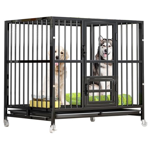 RUYICZB Hundekäfig Große Mittelgrosse Hunde Hundetransportbox Schwerlast Hundetransportkäfig Hundekäfig Für Zuhause Hundezwinger Garten Outdoor Indoor Mit 2 Türen Und 4 Rollen,49.2" Lx37.4 Wx43.3 H von RUYICZB