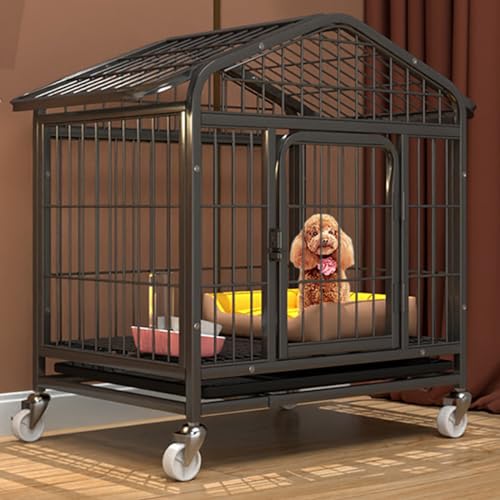 RUYICZB Hundekäfig Hundebox Für Zuhause Hundetransportbox Gitterbox Hund Mit Bodenschale Türen Rollen Haustierkäfig Outdoor Indoor Für Kleine Und Mittlere Hunde,Schwarz,24" Lx17.3 Wx25.6 H von RUYICZB