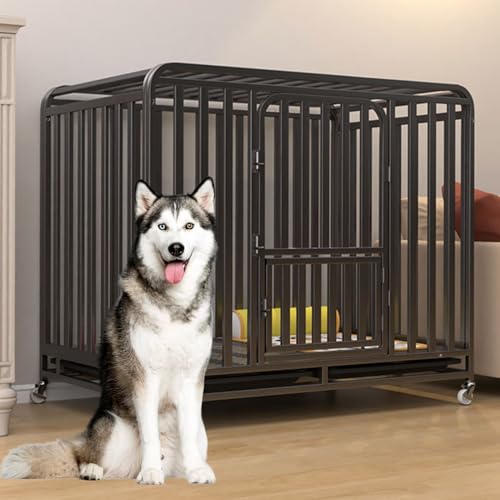 RUYICZB Hundekäfig Schwerlast Hundebox Für Zuhause Hundetransportkäfig Mit Bodenschale & Rollen, Haustierkäfig Outdoor Indoor Für Große Mittelgrosse Hunde Dog Crate Hundehütte,49.2" Lx37.4 Wx43.3 H von RUYICZB