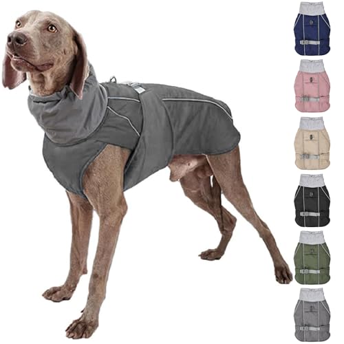 RUYICZB Hundemantel Winter Wärme Hundejacke Für Kleine Mittlere Große Hunde Hundebekleidung, Wasserdicht Winddicht Wintermantel, Reflektierend Hunde Winterjacke,Grau,S von RUYICZB