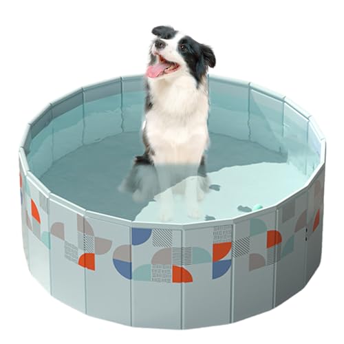 RUYICZB Hundepool Fur Große Kleine Hunde, 120/160CM Faltbar Hunde Planschbecken, Tragbar & Eco-Friendly PVC Hunde Pool, Schwimmbecken Für Hunde Kinder Hundebadewanne Faltbarer,120cm von RUYICZB