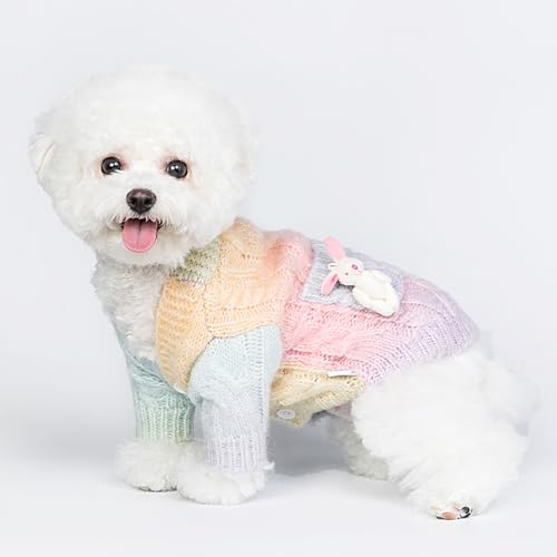 RUYICZB Hundepullover Für Kleine Hunde Mädchen, Hunde Strickjacken Kleidung Klassisch Mit Ärmeln Niedlich Bär Kaninchen, Welpe Katze Strick Outfits Hund Wintermäntel Warm Haustier Hund Pullover,XXL von RUYICZB