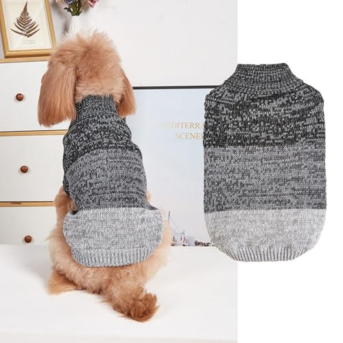 RUYICZB Hundepullover Für Kleine Mittelgroße Hunde, Warme Haustierpullover Herbst Winter Hundebekleidung, Dicker Pullover Welpe Katze Rollkragenpullover Für Hunde Weihnachtsbekleidung,Grau,M von RUYICZB