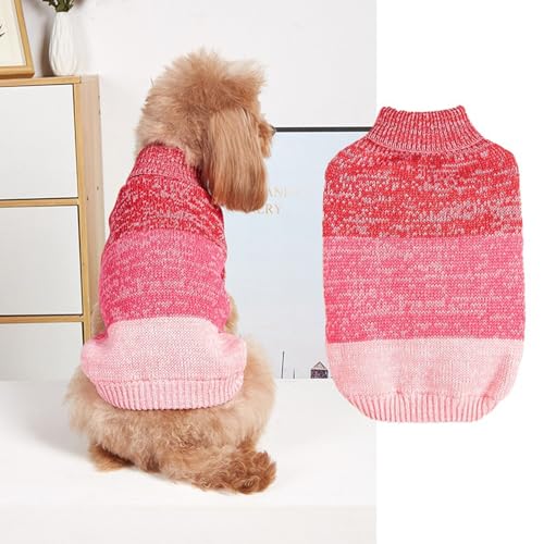 RUYICZB Hundepullover Für Kleine Mittelgroße Hunde, Warme Haustierpullover Herbst Winter Hundebekleidung, Dicker Pullover Welpe Katze Rollkragenpullover Für Hunde Weihnachtsbekleidung,Rosa,M von RUYICZB