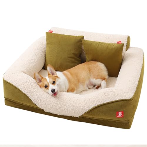 RUYICZB Hundesofa Hundecouch Für Kleine Mittelgroße Hunde, Orthopädisches Hundebett, Hundekorb Flauschig Hundematte rutschfest Abnehmbar Und Waschbar, Katzensofa Mit Kissen,XL von RUYICZB