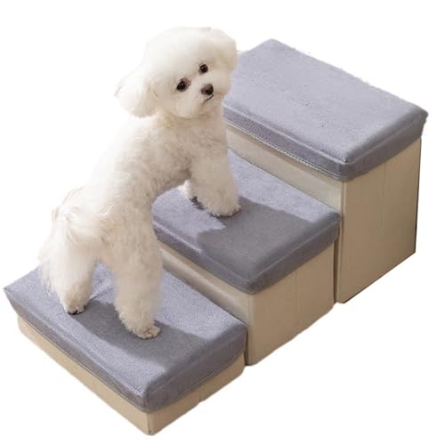 RUYICZB Hundetreppe, Tragbare Hundetreppe Für Kleine Hunde Haustiertreppe Mit Lagerung, Faltbare Haustiertreppe Für Couch Und Hochbett rutschfeste Haustiertreppe Indoor,3 Steps von RUYICZB