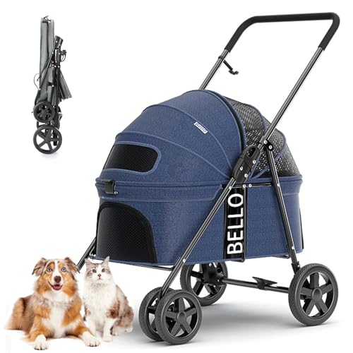 RUYICZB Hundewagen & Haustier Buggy Bis 20Kg, Hundebuggy Einfach Faltbar Buggy Für Hunde Kinderwagen Hunde Haustier-Kinderwagen Für Kleine Und Mittle Hunde Hundebox Für Hunde & Katzen,Blau von RUYICZB