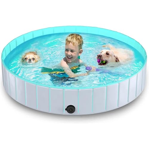 RUYICZB Hundpools Für Hunde, Hund Planschbecken Für Hunde, Faltbare Haustierpool Mit Tragbar & Eco-Friendly PVC, Geeignet Für Indoor-Gartenstrand, Kleine, Mittlere&Große,160cm von RUYICZB