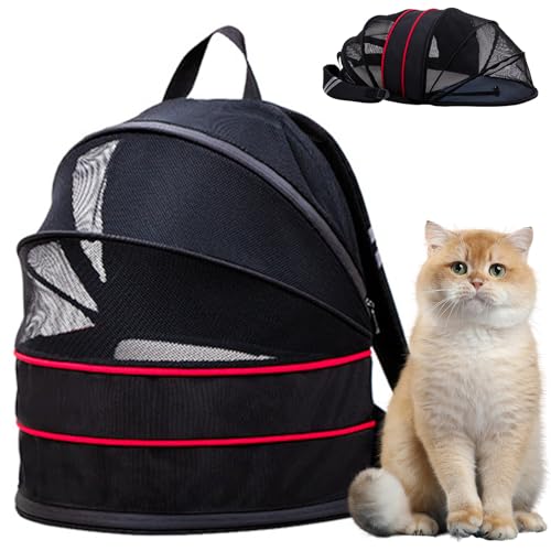 RUYICZB Katzenrucksack, Groß Katzen Rucksack, Haustier Rucksäcke, Für Katzen Hunde, Atmungsaktive Mesh Fenstertaschen, Tragbare Ourdoor Raum Tragetasche Für Reisen, Wandern,Schwarz von RUYICZB