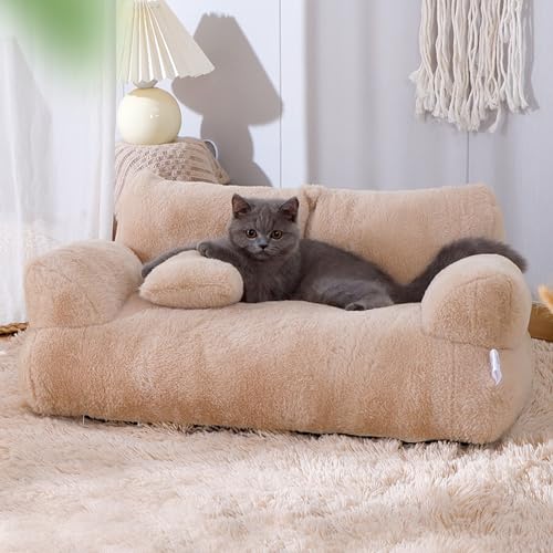 RUYICZB Katzensofa Hundebett Flauschig Waschbar Hundesofa Katzenbetten Haustiersofa Bezug Abnehmbar Und Waschbar rutschfeste Unterseite Für Kleine Und Mittlere Hunde Und Katzen,Braun,XL von RUYICZB