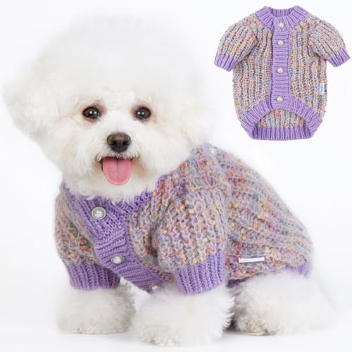 RUYICZB Kleine Hund Cardigan Pullover, Multicolor Gestrickte Pullover Welpen Nette Kostüme Weiche Frühling Herbst Warme Haustier Strickwaren Hund Kleidung,XXL von RUYICZB