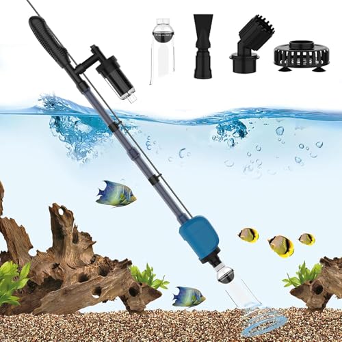 RUYICZB Mulmsauger Aquarium Elektrisch 32W Smart Aquarium Sauger 6 in 1 Aquarium Reinigungsset Für Aquarien Algen Kies Schmutz Reinigung Mit Einstellbarem Wasserdurchfluss von RUYICZB