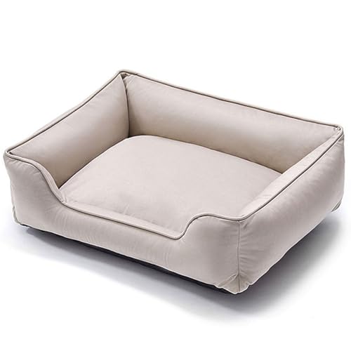 RUYICZB Orthopädische Hundebetten, Haustierbett mit Abnehmbarer und Rutschfester Unterseite, maschinenwaschbares Hundebettsofa mit seitlichem Nackenrollenkissen,Beige,55x45x18cm von RUYICZB