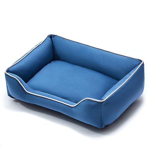 RUYICZB Orthopädische Hundebetten, Haustierbett mit Abnehmbarer und Rutschfester Unterseite, maschinenwaschbares Hundebettsofa mit seitlichem Nackenrollenkissen,Blau,48x38x16cm von RUYICZB