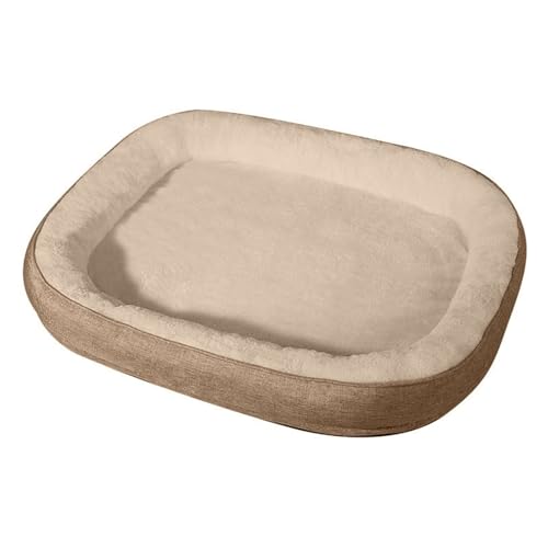 RUYICZB Orthopädische Hundebetten, waschbare Haustierbetten mit abnehmbarem Plüschbezug und Rutschfester Unterseite, Hundekäfigbetten mit vierseitigem Nackenrollenkissen,Beige,30x40cm von RUYICZB