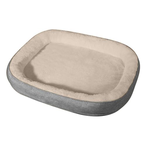 RUYICZB Orthopädische Hundebetten, waschbare Haustierbetten mit abnehmbarem Plüschbezug und Rutschfester Unterseite, Hundekäfigbetten mit vierseitigem Nackenrollenkissen,Grau,50x60cm von RUYICZB