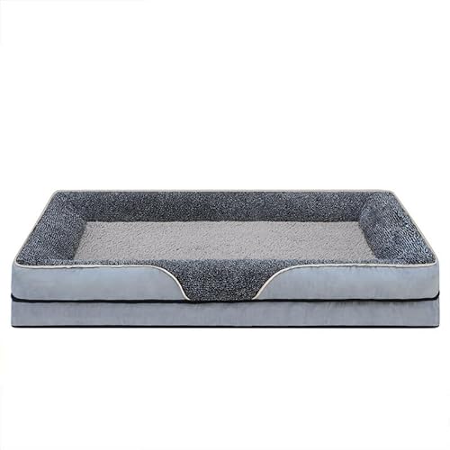 RUYICZB Orthopädische Hundebetten aus Schaumstoff, Hundesofabett mit waschbarem, abnehmbarem Bezug und Rutschfester Unterseite, waschbares Haustierbett,Light Gray,120x80x16cm von RUYICZB