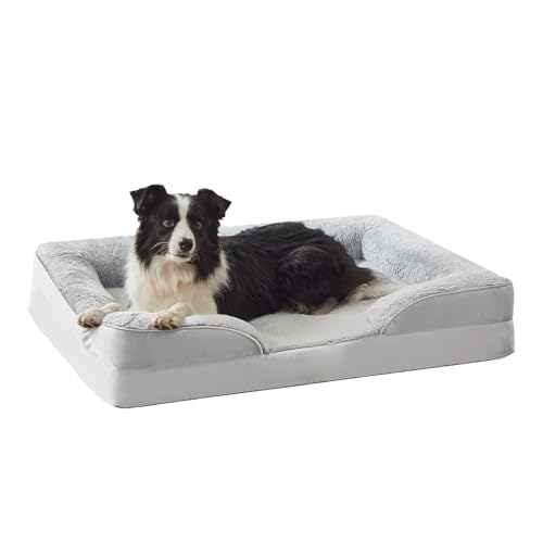 RUYICZB Orthopädische Hundebetten aus Schaumstoff, bequemes Haustierbett mit Nackenrolle an DREI Seiten, Hundebetten mit abnehmbarem, waschbarem Bezug,50x40x12cm RUYICZB Orthopädische Hundebetten aus Schaumstoff, bequemes Haustierbett mit Nackenrolle an DREI Seiten, Hundebetten mit abnehmbarem, waschbarem Bezug,50x40x12cm von RUYICZB