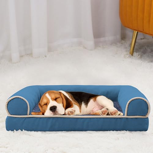 RUYICZB Orthopädische Hundebetten mit Nackenrolle, waschbares Hundesofabett, Haustierbett mit abnehmbarem Bezug und Rutschfester Unterseite,Blau,100x60x19CM RUYICZB Orthopädische Hundebetten mit Nackenrolle, waschbares Hundesofabett, Haustierbett mit abnehmbarem Bezug und Rutschfester Unterseite,Blau,100x60x19CM von RUYICZB