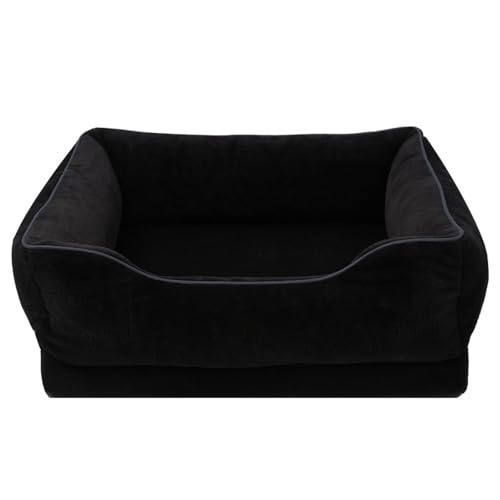 RUYICZB Orthopädische Hundecouchbetten aus Schaumstoff, weiche Haustierbetten für kleine und mittelgroße Hunde und Katzen, waschbares Hundebett mit Rutschfester Unterseite,Schwarz,60x50x20cm von RUYICZB