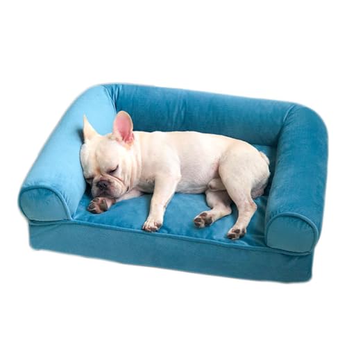 RUYICZB Orthopädisches Hundebett, Rutschfestes Haustier-Couchbett Aus Eierkarton-Schaum Mit Abnehmbarem, Waschbarem Bezug, Rechteckiges Hundebett,Blau,72x60x20cm von RUYICZB